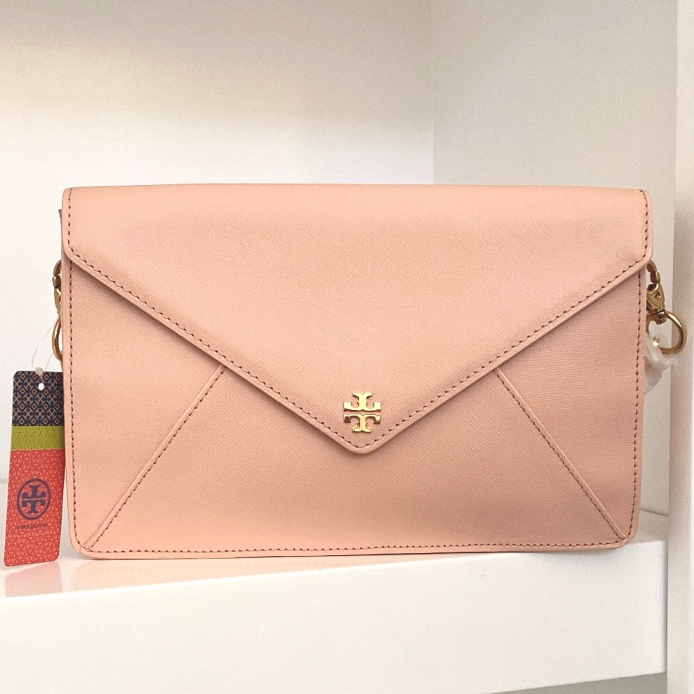 Tory Burch Robinson Envelope Clutch in Pink Cloud